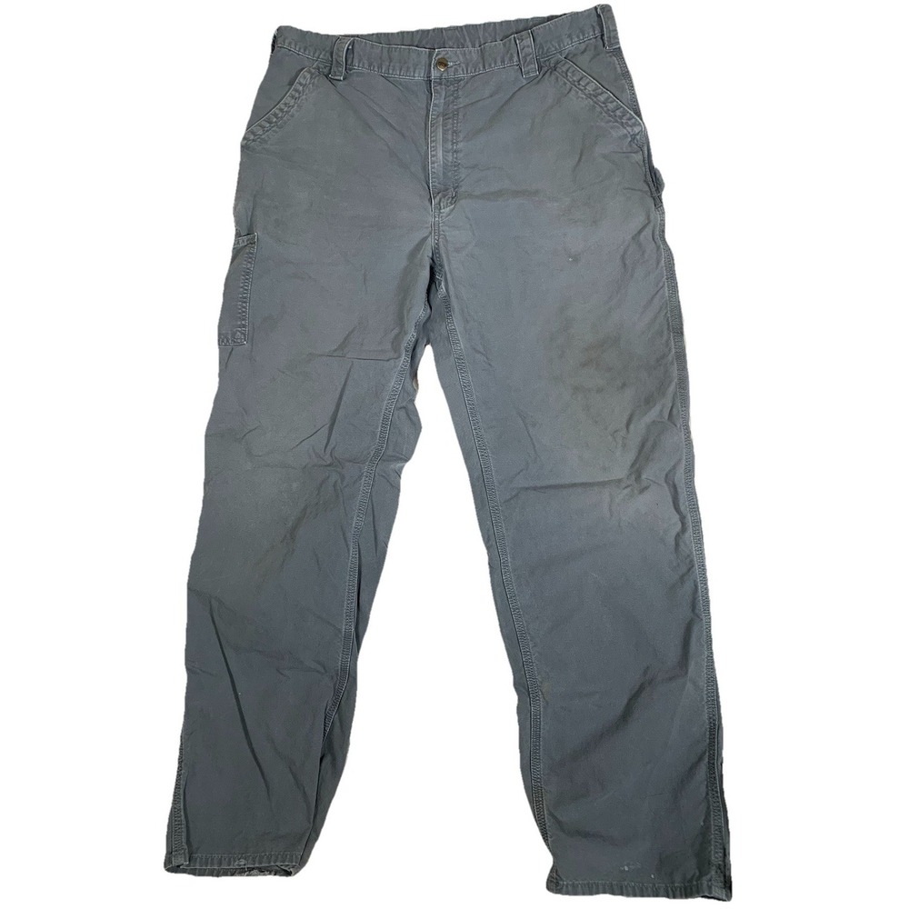 Carhartt Pants Men's 40x36 Gray Canvas Carpenter Loose Original‎ Fit B151 FAT